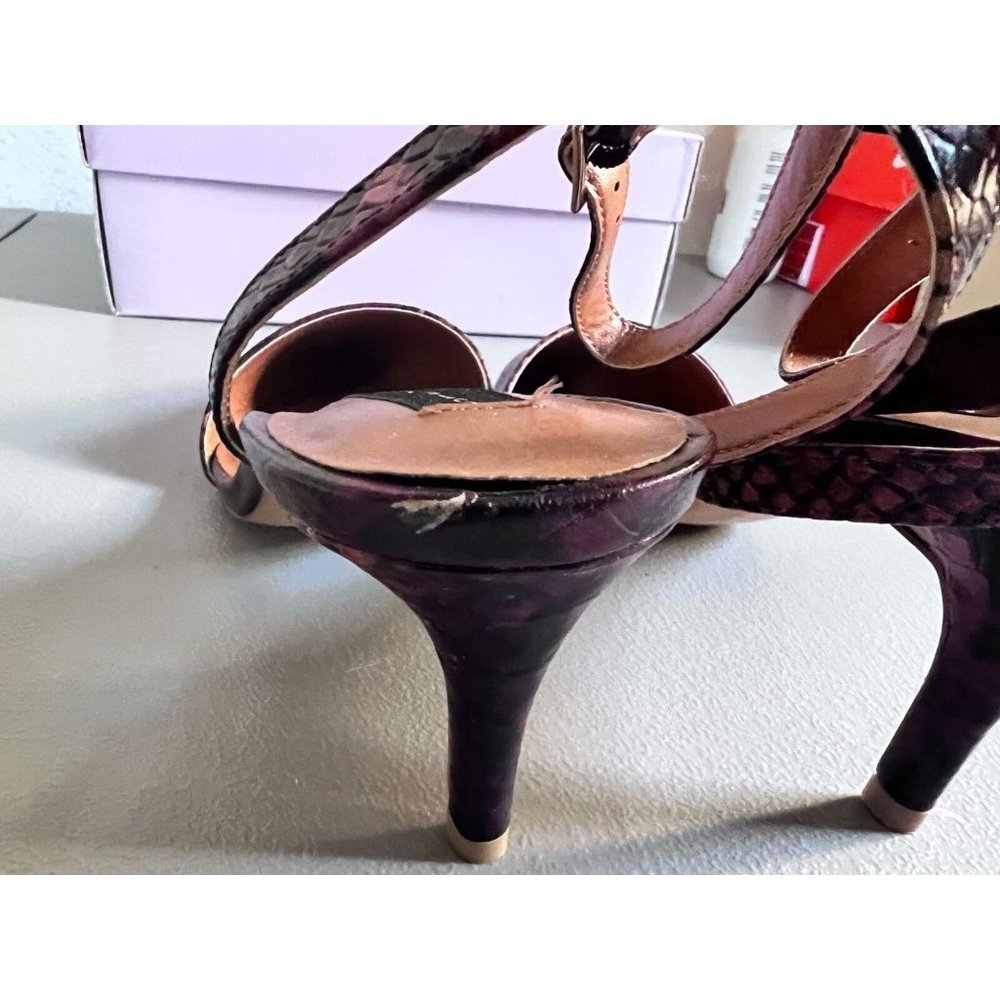 Madden Girl Womens 9 Heels Brown Red Animal Print Point Toe Ankle Strap Shoes - Picture 5 of 9